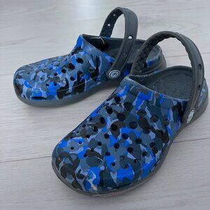 Boy's Blue Camoflage Clogs Shoes Small
